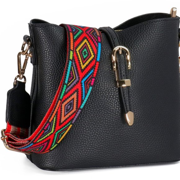 MONTANA WEST Aztec Print Guitar Style Purse Strap Adjustable Gold Tone Hardware - Picture 5 of 5